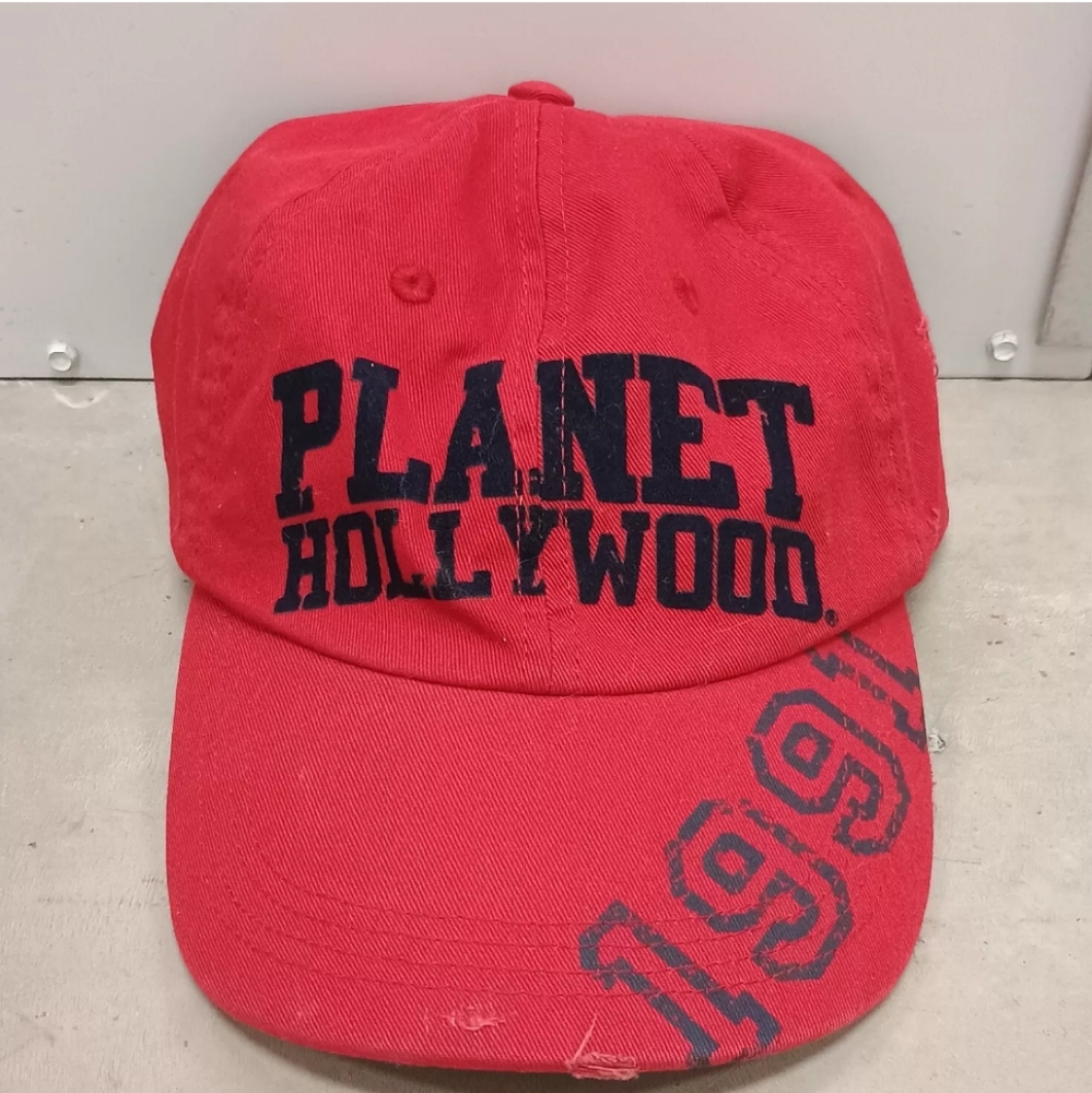 Vintage PLANET HOLLYWOOD LAS VEGAS Logo Souvenir Hat Ball Cap Strap Back 1998